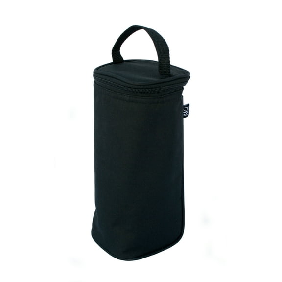 J.L. Childress Breastmilk Cooler and Single Baby Bottle Bag with Ice Pack, Black. Polyester