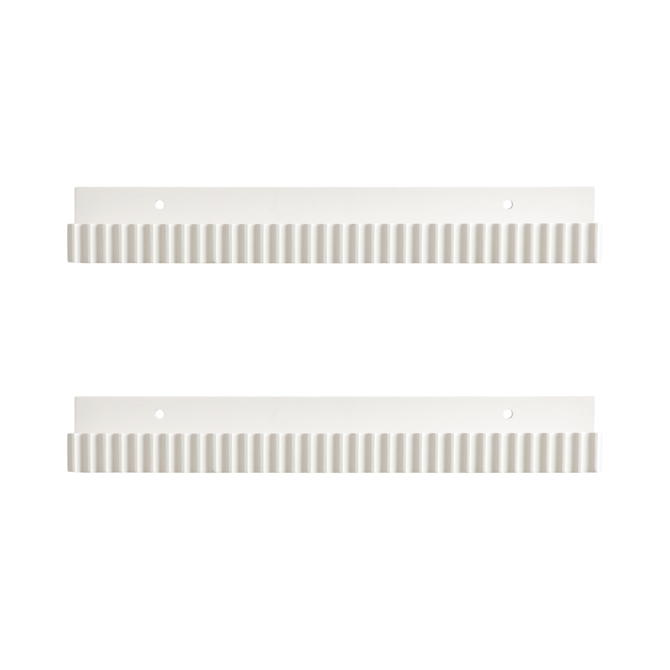 Kate and Laurel Furrow Modern Wood Photo Display Ledges, Set of 2, 24 Inches, White, Scalloped Floating Picture Ledge Shelf Set with Lip for Use as Nursery Book Shelves or Gallery Wall Decor