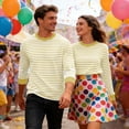 thumbnail image 2 of XIAONU Long Sleeve Tees For Couples Striped Pattern Tops Lightweight Casual Outing Shirts, 2 of 5