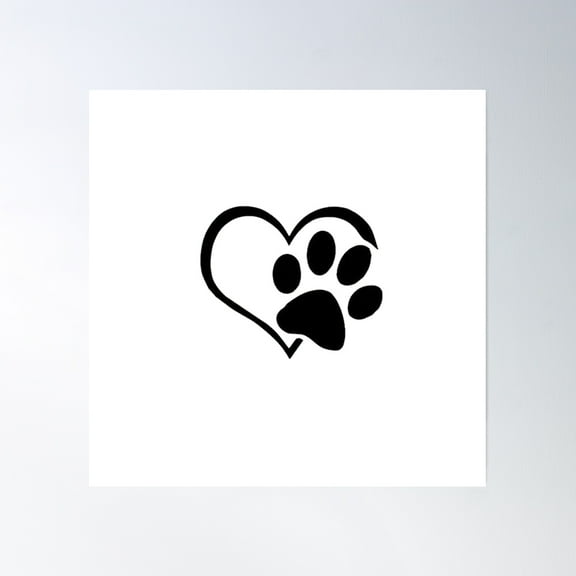 Pawfect Love: Heart And Paw Print Design Poster Wall Art, Modern Wall Decor, 8x12 UNFRAMED