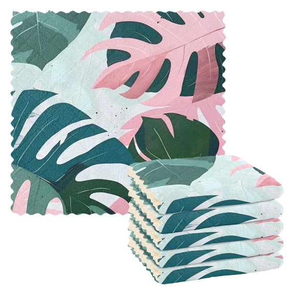6 Pieces of Kitchen Towels 11x11Inch Kitchen Dish Cloths Kitchen Dish Towels Reuseable Cleaning Cloths Hawaiian Leaf
