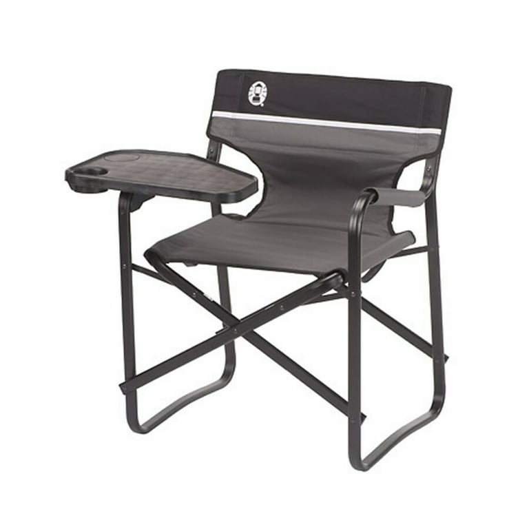 テーブル・チェア・ハンモック Coleman 2way camping chair Coleman Aluminum Adult Deck Chair with Swivel Table, Gray