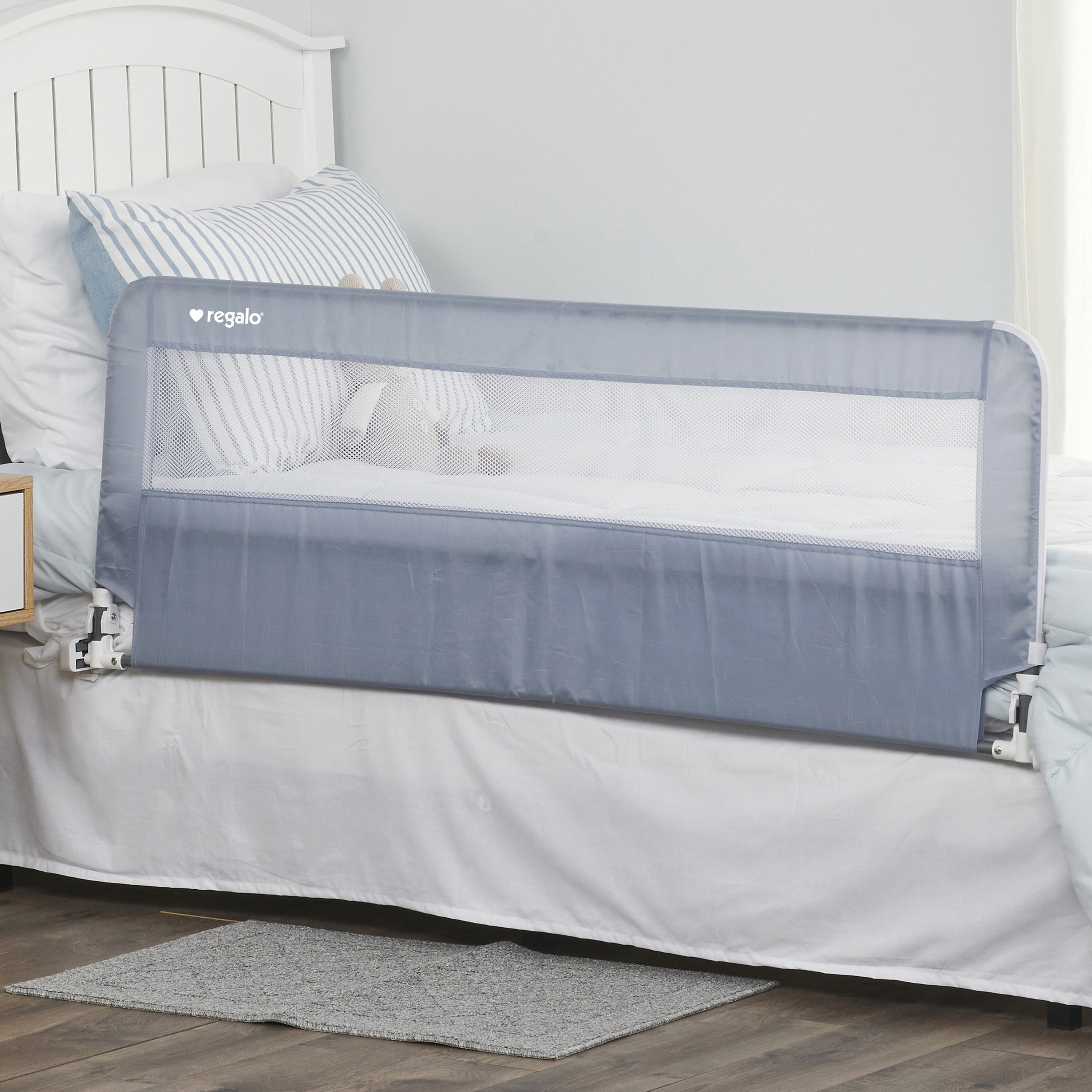 Regalo Extra Long Hideaway Metal Bedrail, Gray Baby/Toddler Safety Bed Rail