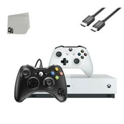 Pre-Owned Microsoft Xbox One S White 500GB Gaming Console + 2 Controller BOLT AXTION Bundle