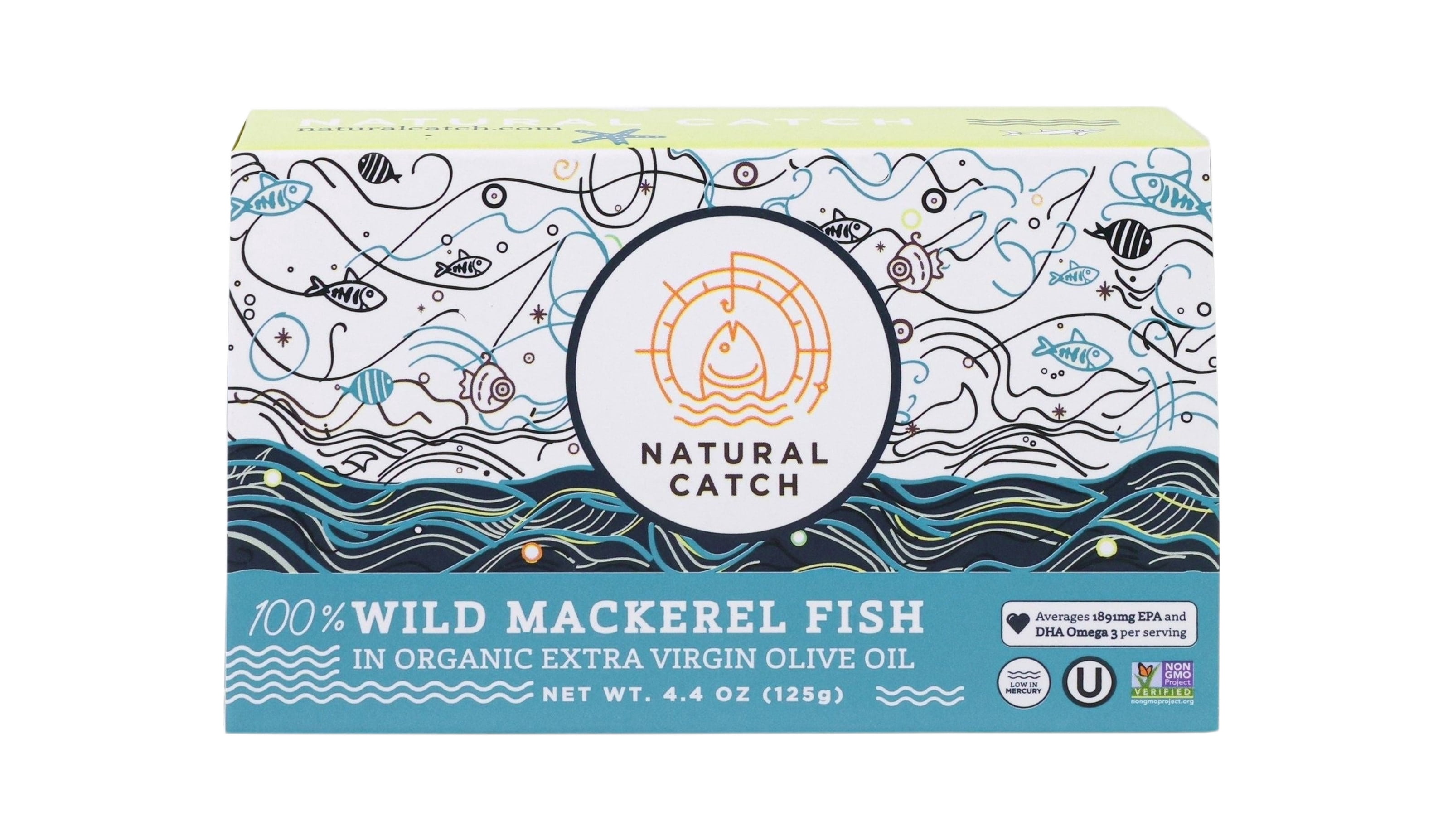 (2 pack) Natural Catch Wild Mackerel in Organic Extra Virgin Olive Oil 4.4 oz