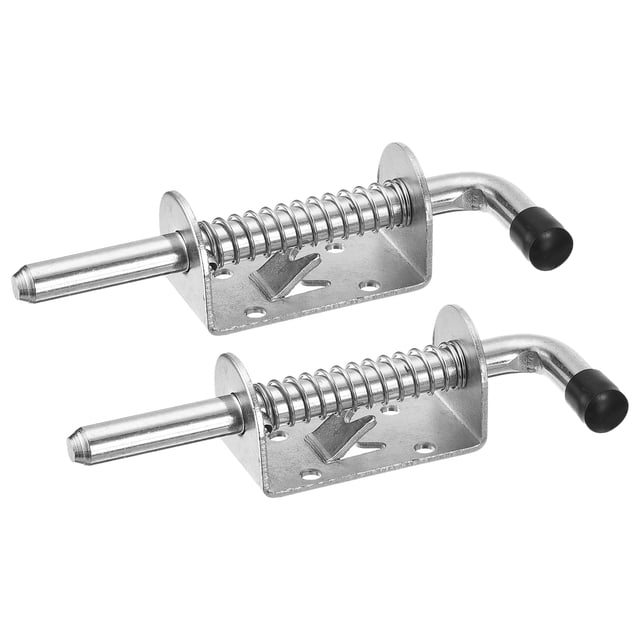 Unique Bargains Barrel Bolt Latch, 2 Pack 10x128mm - Stainless Steel Spring Loaded Gate Latch Pin for Door (Silver)