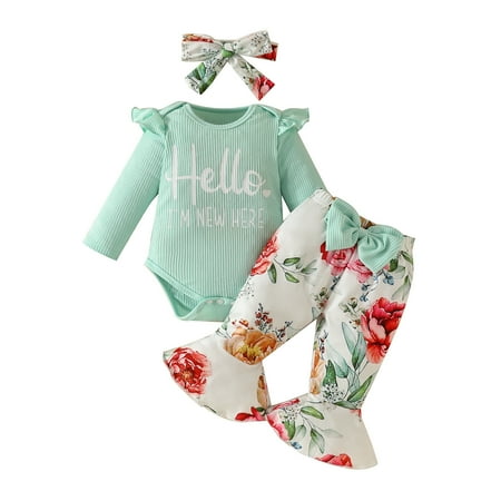 

Baby Cute Long Letter The Clothes Flowers Flares Suit Baby Autumn Coat Pants Hair Band Fall Baby Boy Clothes Toddler Girl Fall Outfits Newborn Fall Outfit