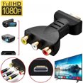 thumbnail image 1 of Adaptador convertidor de vídeo y audio VA compatible con HDMI macho a 3 RCA hembra para HDTV, DVD y la mayoría de los proyectores LCD., 1 of 8