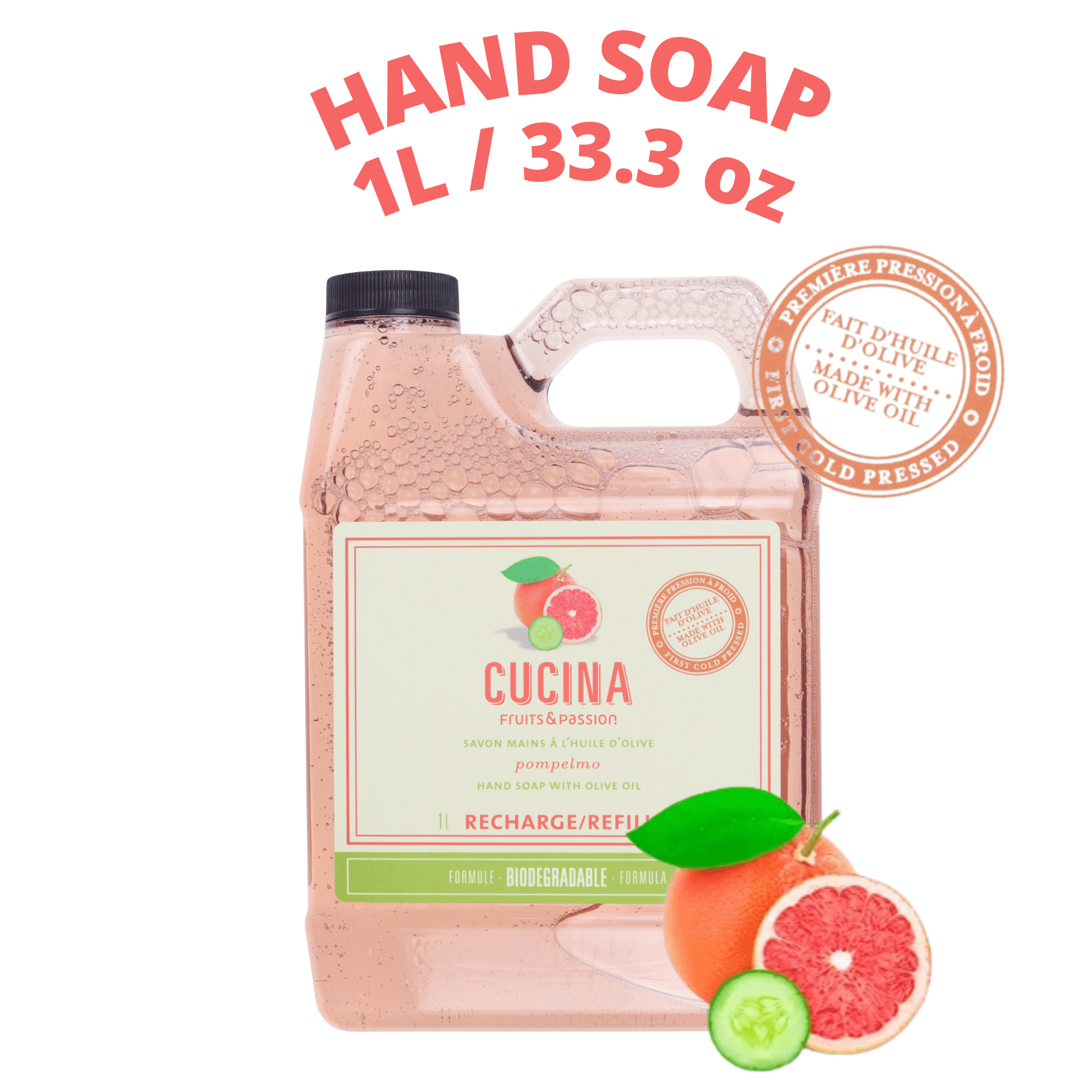 Fruits & Passion Cucina Pompelmo Hand Soap Refill 1L– Grapefruit Scent