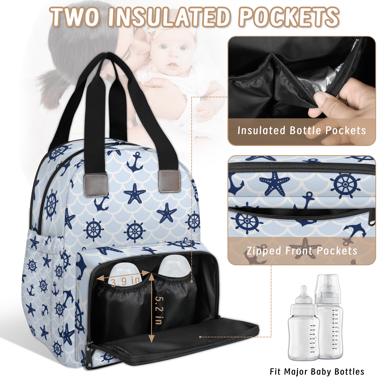 Diaper Bag for Dad Mom,Unisex Multifunction Travel Backpack with USB,Baby Changing Bag for Parents,Large Capacity,Waterproof