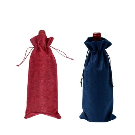 

Kuyiluo red wine bag 2pcs Red Wine Bottle Cover Wine Packaging Reusable Bottle Wrap Gift Bag (Deep Wine Red and Dark Blue)
