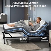 Adjustable Bed with Mattress 77X54 Full Size Wired Remote Simultaneous Head & Foot Incline Zero Gravity Aniti-Snore Adjustable Leg Heights Bedroom Hotel Hospital