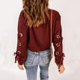 thumbnail image 5 of Women's Sweatshirts MaFYtyTPR Women's Fashion Summer Round Neck Leisure Long Sleeve Solid Tops L Wine, 5 of 5