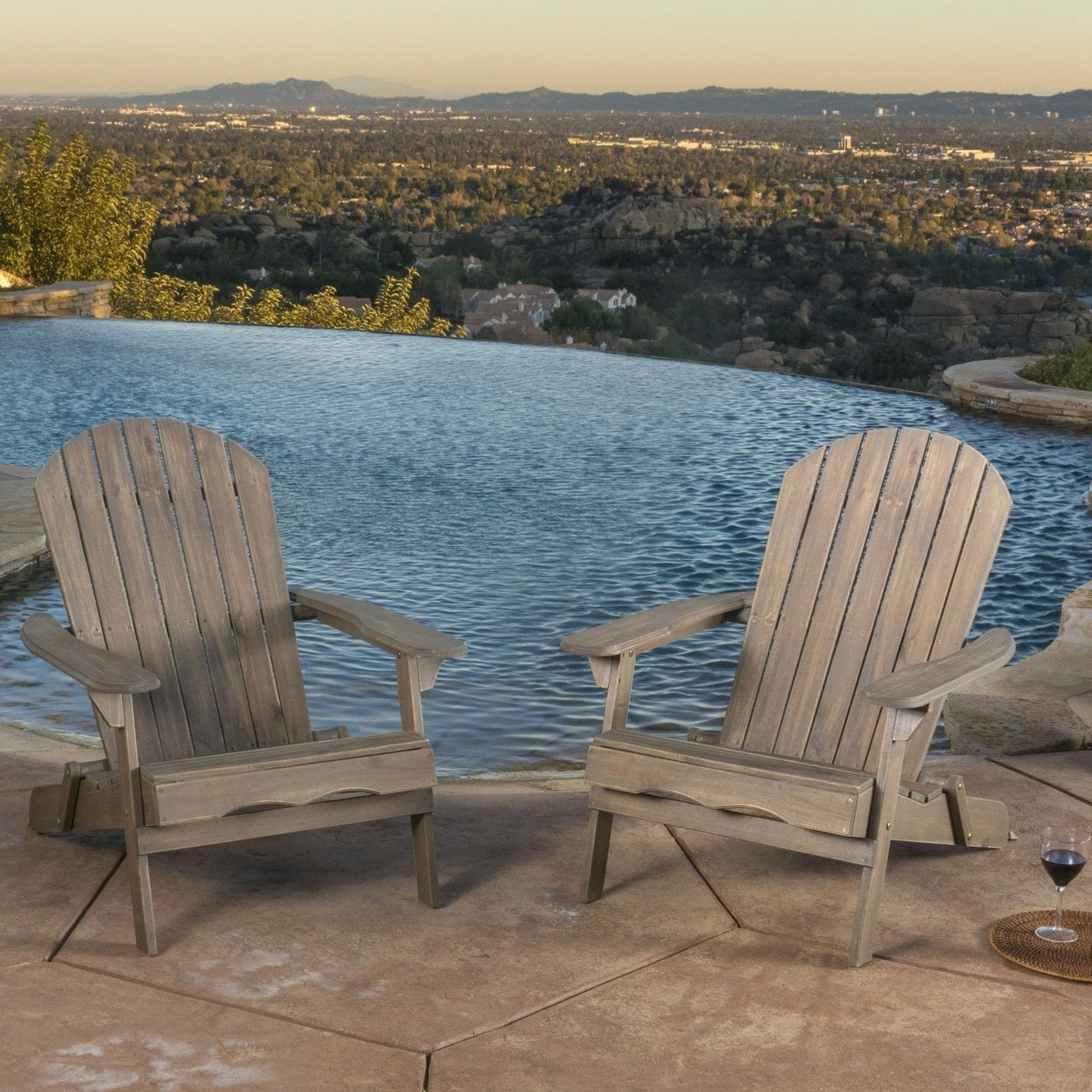 Milan Outdoor Rustic Acacia Wood Folding Adirondack Chair