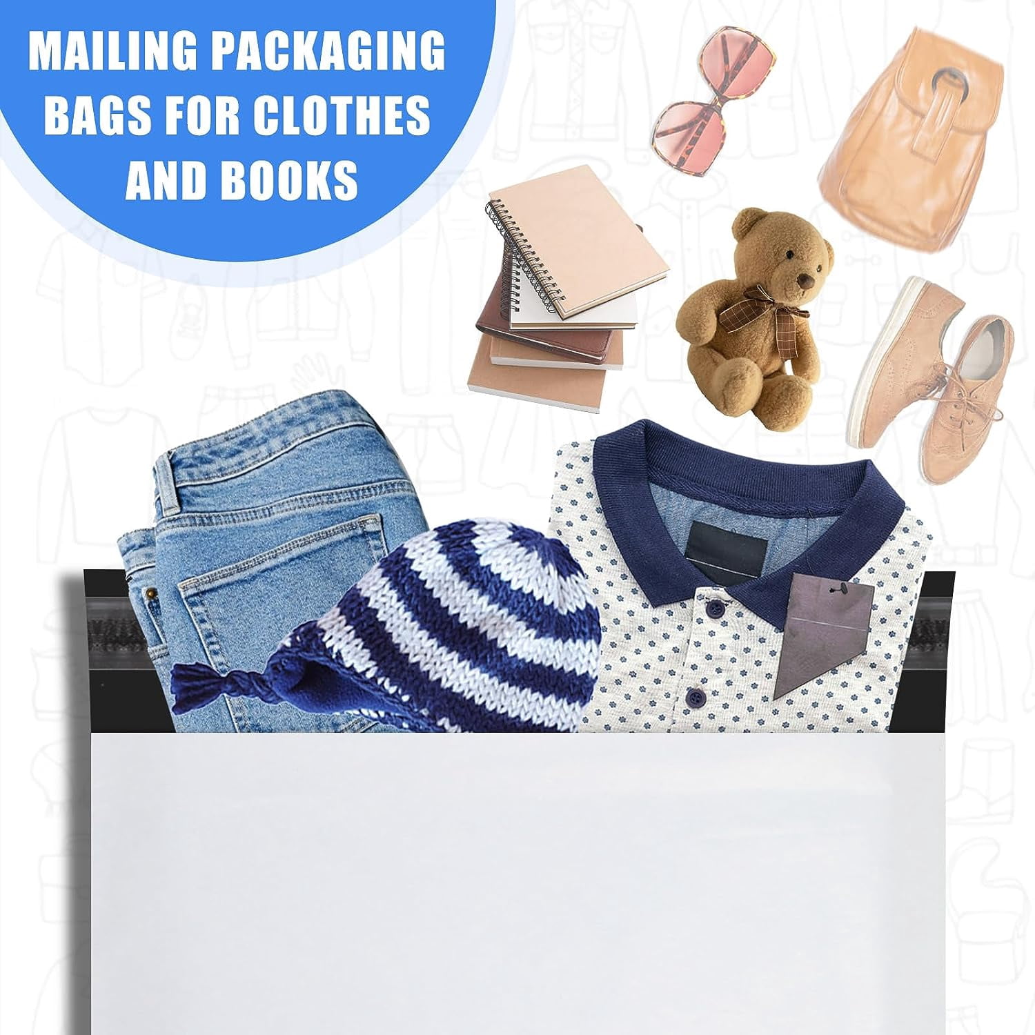 FungLam Poly Mailers 12"x15.5", 500 Pack Large Waterproof Poly Bags for Shipping, Self Sealing Plastic Mailing Bags, Shipping Bags for Clothes