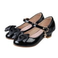 thumbnail image 2 of Hessimy Girl's Dress Shoes Mary Jane Glitter 1.5 in Low Heel Wedding Party Princess Shoes for Toddler/Little/Big Kids school performance shoes Round headed (Black,3.5), 2 of 7