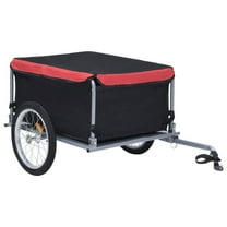 vidaXL Two Wheel Bicycle Cargo Trailer, Black and Red