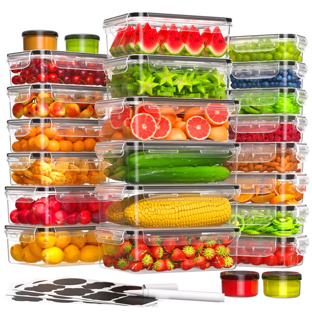 Recipientes herméticos para almacenar alimentos KEMETHY, 48 unidades, con tapas, sin BPA