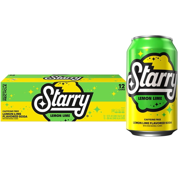 Starry Lemon Lime Soda Pop, 12 fl oz, 12 Pack Cans