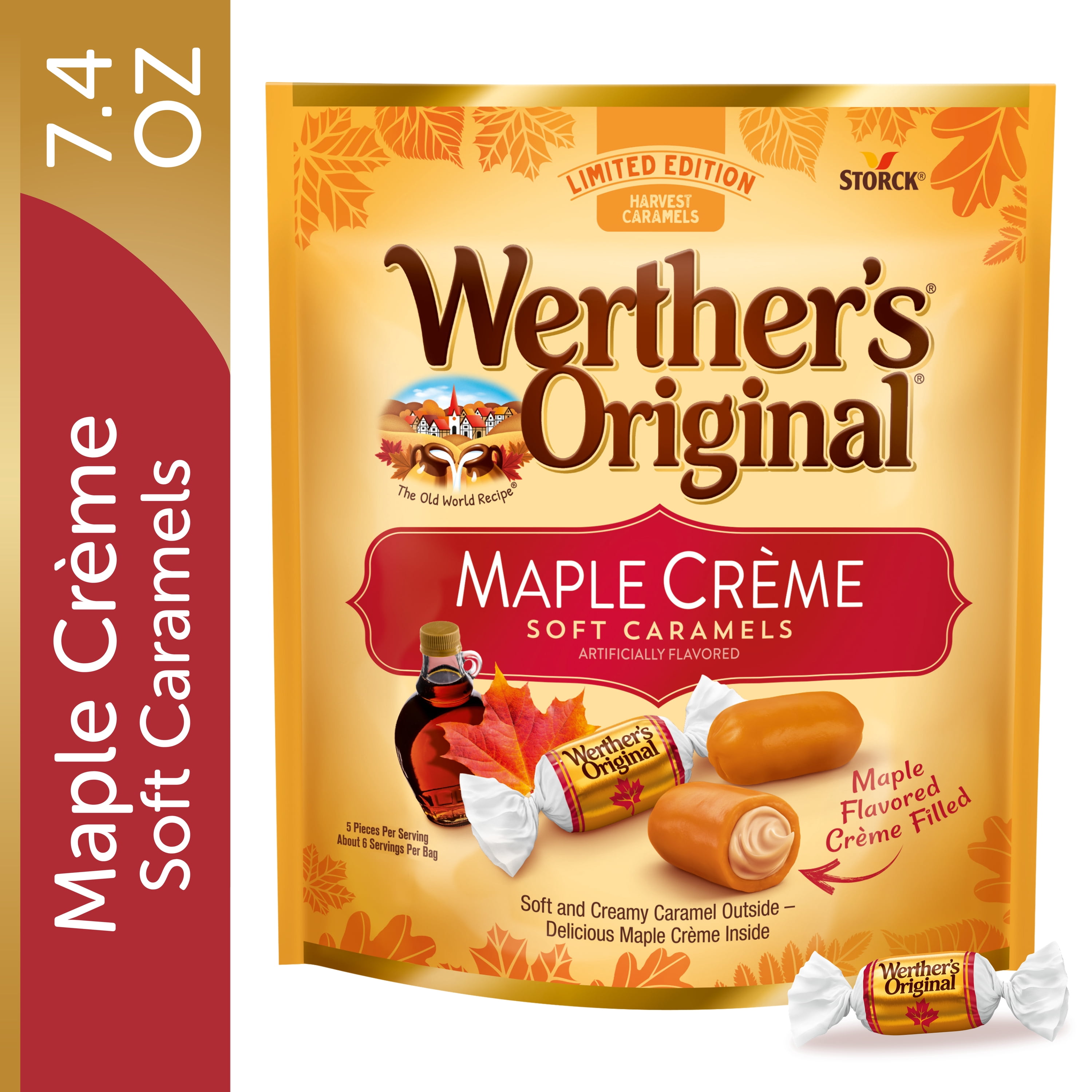 Werther's Original Limited Edition Fall Harvest Maple Crème Soft Caramels, 7.4 oz Bag