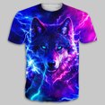 thumbnail image 2 of Short Sleeve Shirts for Men Lapel Wolf Print Cute Summer Tops for Men, 2 of 4