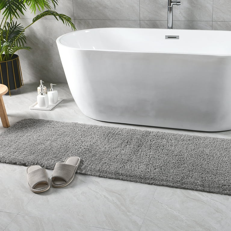 Lochas Microfiber Bathroom Rugs Non Slip Bath Mat Shaggy Soft Absorbent Non  Slip Washable Bath Rug for Bathroom,Gray,24x70