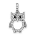 thumbnail image 4 of Sterling Silver Rhodium-plated Cubic Zirconia Owl Pendant, 4 of 5