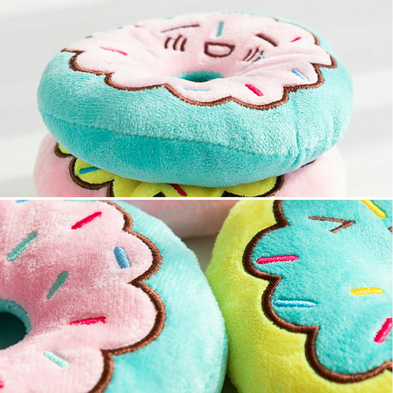 Squeaky Dog Toys Funny Donut Plush Dog Chew Toys for Teething Pet Training  Entertaining Cute Durable Interactive Dog Toy