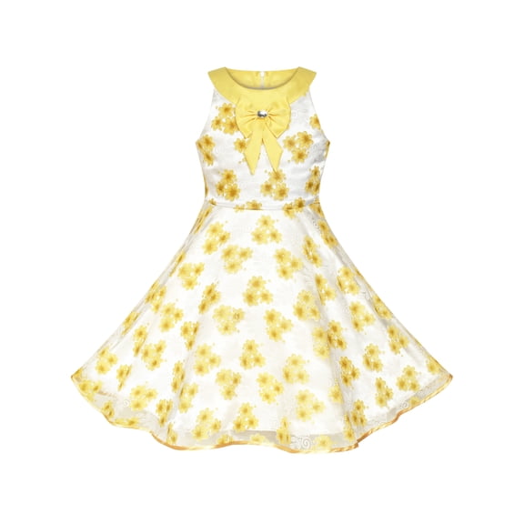 Flower Girls Dress Yellow Bridesmaid Pageant Wedding Party 6 Years