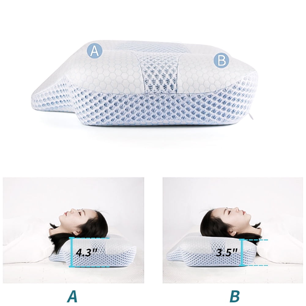 LEZZYRUCK Cervical Pillow for Neck Pain Relief, Ice Silk Contour Memory Foam Pillow,Ergonomic Orthopedic Neck Support Pillow for Side,Back and Stomach Sleepers
