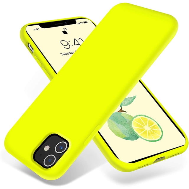 iPhone 11 Case,Ultra Slim Fit iPhone Case Liquid Silicone Gel Cover with Full Body Protection Anti-Scratch Shockproof Case Compatible with iPhone 11 (Fluorescent Yellow)