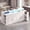 White+White Marble Finish, variant on Advwin 92.5" Two-Tier Kitchen Island with Storage, Sliding Track Power Outlet & LED Light, Large Stationary Breakfast Bar with Pull-Out Drawer & Adjustable Shelves, White+White Marble Finish