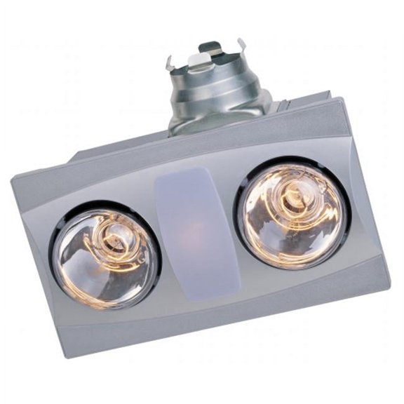 Aero Pure Bathroom Fans  Aero Pure Fan- ilver-2 Bulb Quiet Bathroom Heater Fan with Light
