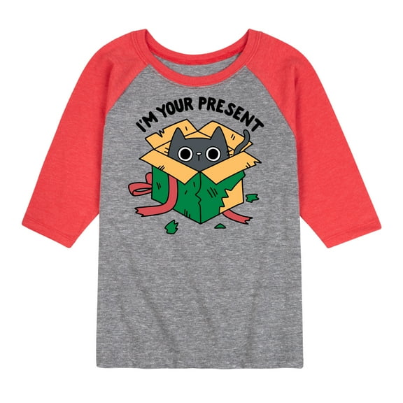 Instant Message - Cat Present - Toddler & Youth Raglan Graphic T-Shirt