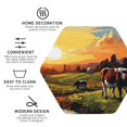 thumbnail image 3 of Rateoe Oil Painting Style Pasture Cow Drawing Drink Coasters Set of 4 Leather Coasters Spill Protection for Table Desk,Durable and Non Slip Leather Coaster ,4 Inches Drink Mats-Hexagon, 3 of 6