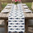 thumbnail image 4 of Blue Coastal Shark Table Runner 72 Inches, Ocean Sea Nautical Bed Runner Dresser Scarves Tabletop for Indoor Outdoor Parties/Ceremony/Banquet, 14" x 72", 4 of 9