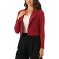 thumbnail image 4 of INSPIRE CHIC Cropped Blazer Jacket for Women's Notched Lapel Collar Casual Office Blazers M Red, 4 of 5
