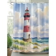 thumbnail image 2 of Blue Nautical Ocean Shower Curtain, Abstract Lighthouse Beach Boat Bathroom Decor Curtains Set with Hooks, Waterproof Fabric Home Accessories， Stall 54 X 78 Inch, 2 of 6