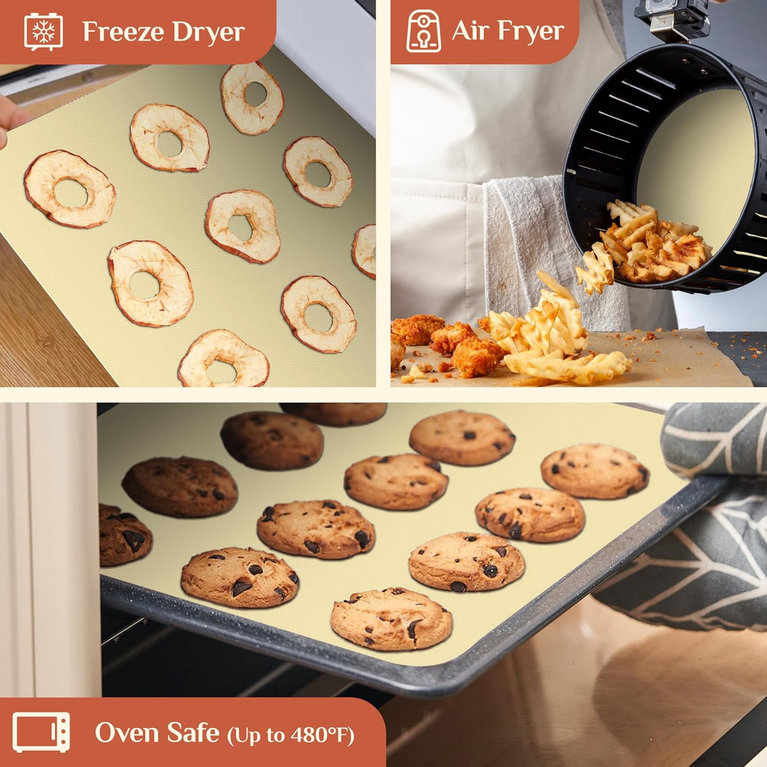 Silicone Baking Mat Roll 24x72 Inch Non-Stick Reusable Dough Pastry Sheet for Air Fryer Oven Freezer