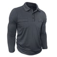thumbnail image 4 of Defitshape Men's Long Sleeve Shirt Cotton Polo Shirt Fashion Spandex Casual Fall Pull On Button Winter Pocket Top Grey Medium, 4 of 5