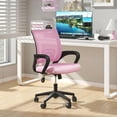 thumbnail image 2 of Wubio Office Chairs, Ergonomic Mid-Back Mesh Desk Chairs with Lumbar Support, Adjustable Swivel Rolling Design, Comfy Armrest for Work, Study, Gaming, Vanity, Pink, 2 Pack, 2 of 8