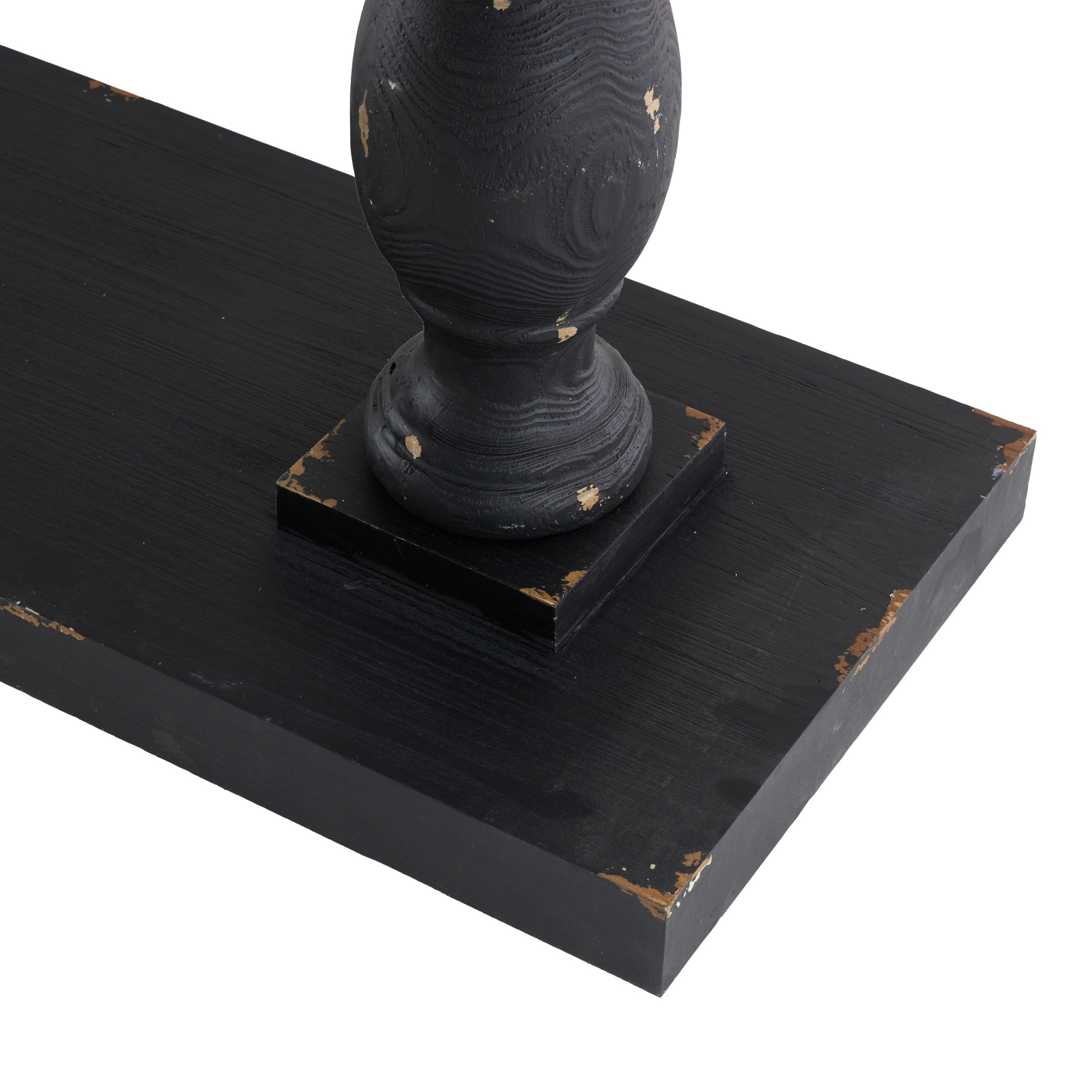 DecMode 59" x 31" Black Wood Distressed Console Table with Brown Wood Top, 1-Piece