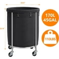 thumbnail image 3 of Laundry Hamper on Wheels, 23.6" Diameter 170L Large Capacity Laundry Basket with Removable Liner Bag, Easy Rolling Clothes Cart with 4 Casters and 2 Brakes, Sturdy Metal Frame, Black, 3 of 9