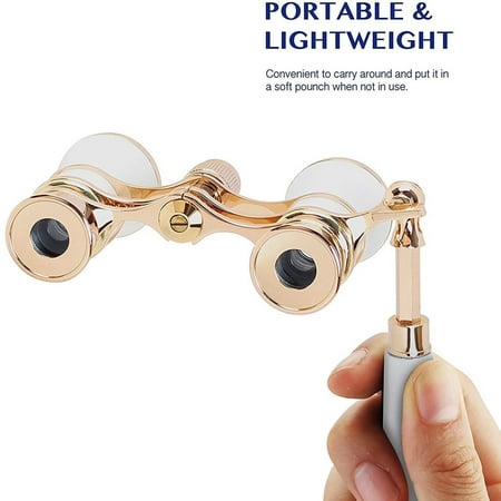 VSFAOV Binocular Telescope With Handle Kit Women Elegant Telescope Women Girl Gold Opera Glasses Binoculars Vintage Binocular Lens Covers 10x42 Thermal Imaging Monocular White