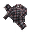 thumbnail image 2 of Men's Classic Fleece 2 Piece Sleepwear Button Up Drawstring Waist Pajama Set (Red/Black, XL), 2 of 2