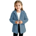 thumbnail image 4 of Girls Cute Warm Winter Coat Cozy Fleece Jacket with Hood Button Front Cardigan Soft Thickened Outerwear New Lightweight Jackets Girls Plus Size Navy 3 Years, 4 of 5
