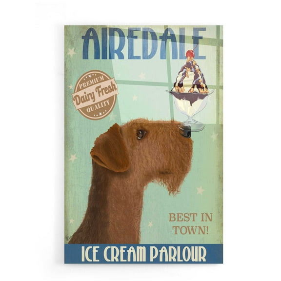 Epic Art 'Airedale Ice Cream' by Fab Funky, Acrylic Glass Wall Art, 16"x24"