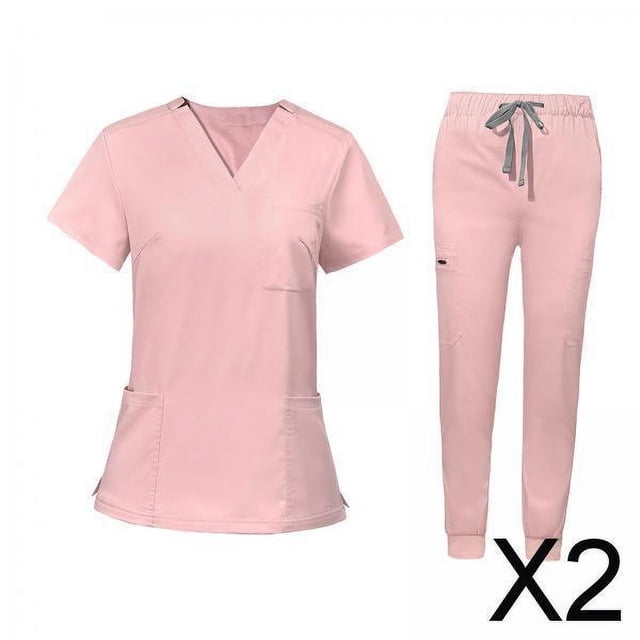 2x Conjunto De Uniforme De Enfermería, Camiseta Y Pantalones De Enfermera Para Tienda De Mascotas, Spa, Cosmetología