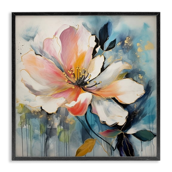 Stupell Industries Modern Modern Drip Blossom Black Framed Giclee Art, 17 x 17, by Lazar Studio