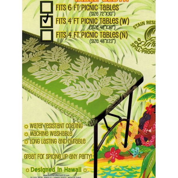 Hawaiian Tropical Fitted Tablecloth, What Size Tablecloth Do I Need For A 6 Foot Picnic Table